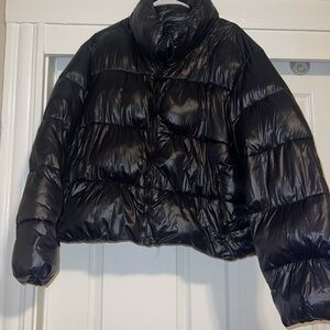 Old Navy Shiny Black Puffer Jacket